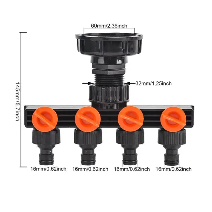 Adaptateur de Cloison en PVC avec Valve de Mathiation d'Eau à 4 Voies