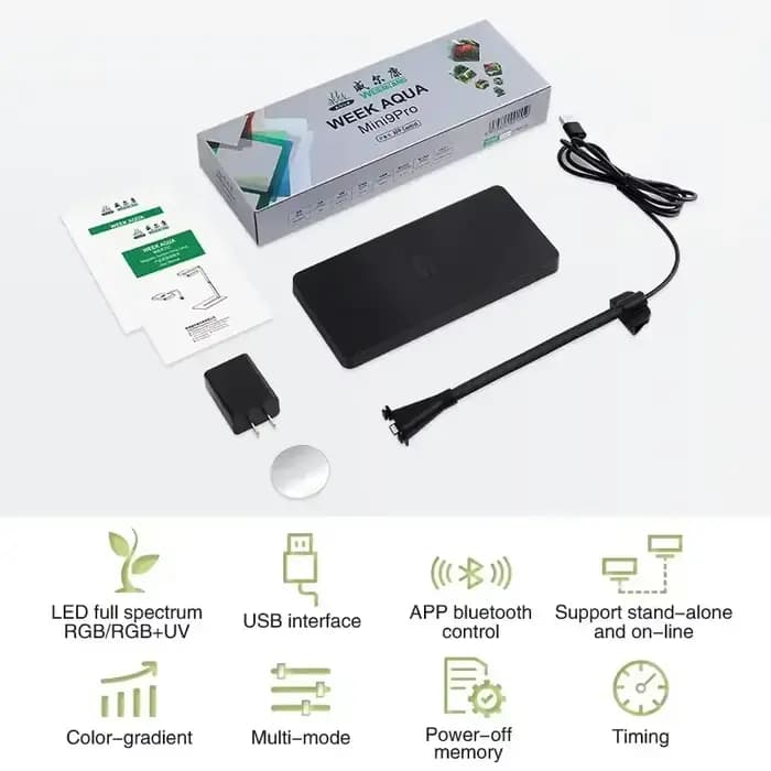 WEEK AQUA USB lumière d'aquarium plante grandir spectre complet LED écologie Microlandspape lumière