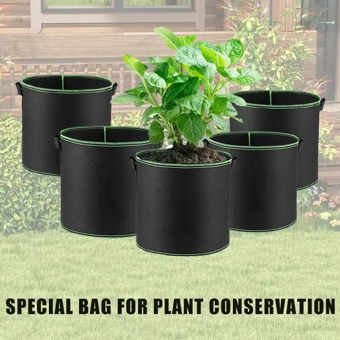 5 sacs de culture non tissés en tissu aéré avec poignées, pots de fleurs, sacs de culture pour légum