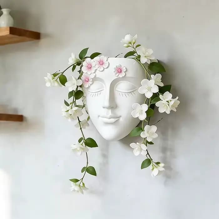 Pot de fleurs mural classique en forme de tête, idéal pour les succulentes, pot de fleurs mural, décoration de jardin