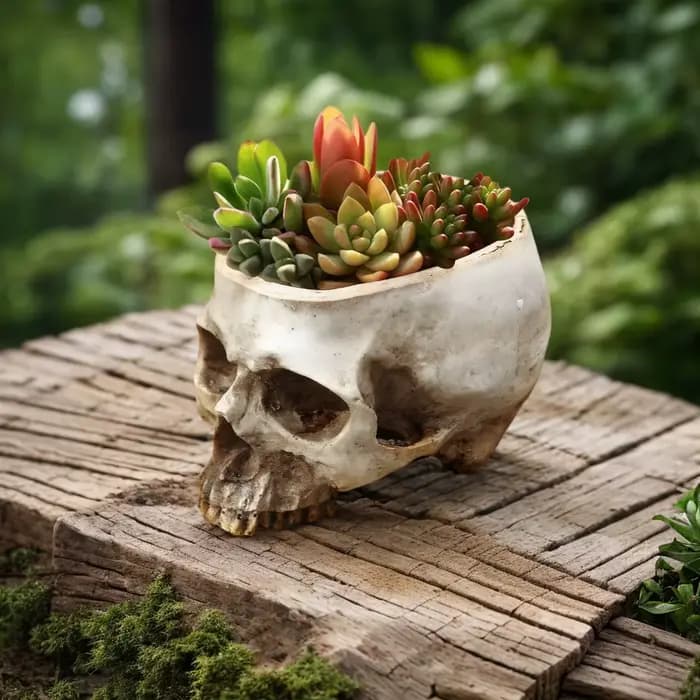 Pot de fleurs créatif en forme de crâne, pot de fleurs décoratif antique en résine, pot de fleurs dé