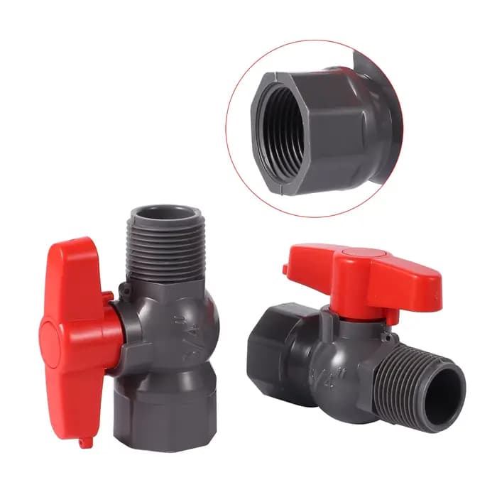 Contrôleur de robinet à tournant sphérique en PVC 3/4 "1", Joint fileté mâle, Joint coulissant, Join