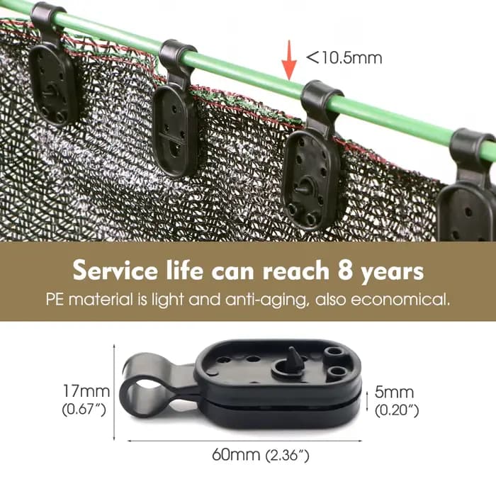Pince de Fixation de Filet Pare-Soleil en Plastique Réutilisable, pour l'Extérieur, Gaden Ombre, Cli