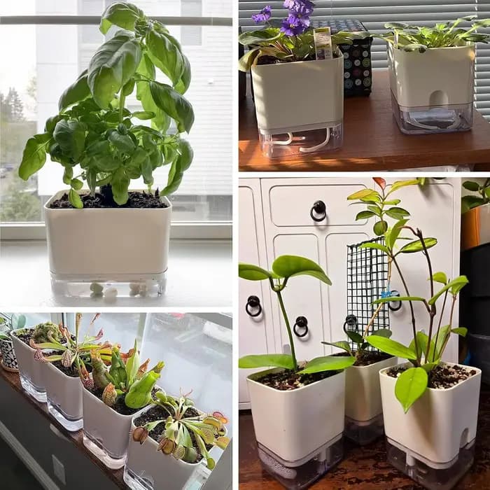 Pots de fleurs auto-arrosants S/M/L avec trou de drainage