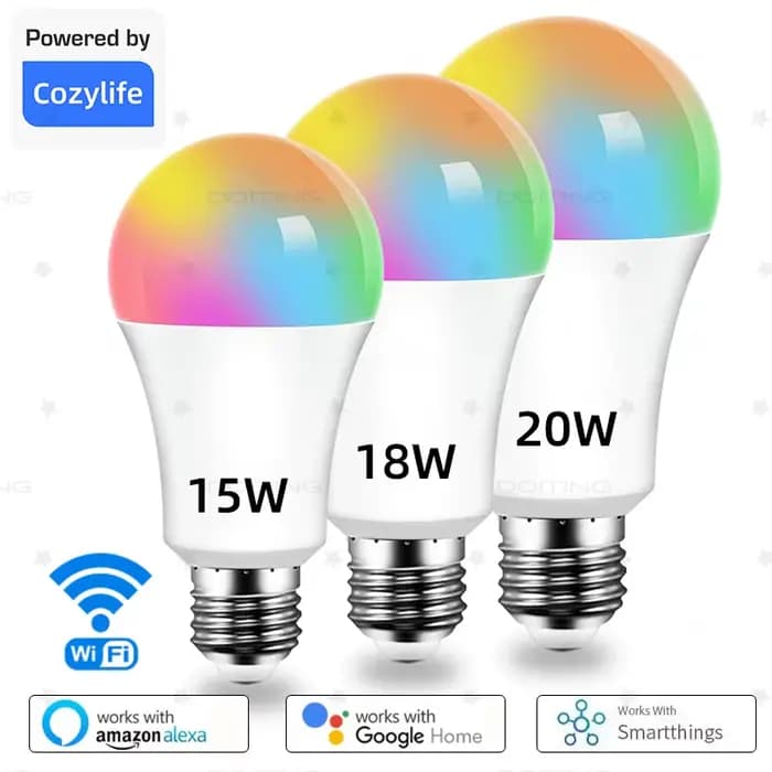 Ampoule intelligente WiFi E27 à intensité variable, RGBCW, lumière LED colorée 220V, application rég