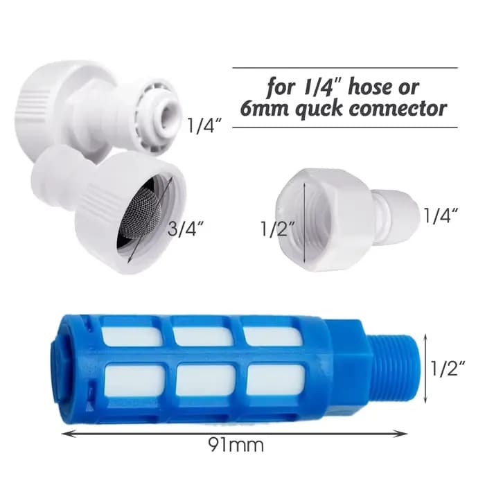 Connecteur rapide de Tube PE blanc de 6mm, raccords à dégagement rapide de 1/4 pouces pour purificat