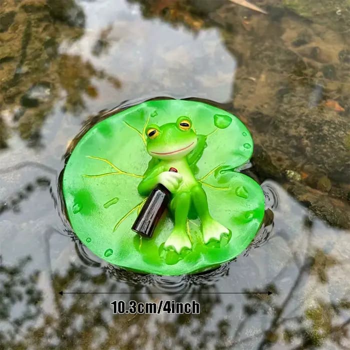 Décor de grenouille flottant pour étang, ornement de grenouille, Statue artisanale pour fleur de Lot