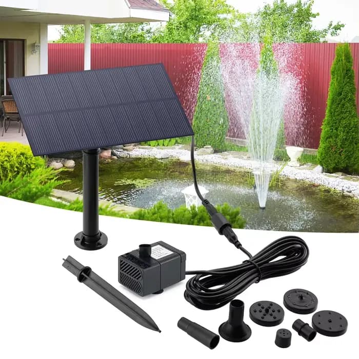 Fontaine d'eau 5W 5V, décoration de jardin avec piquet, panneau d'énergie solaire, pompe à eau, syst