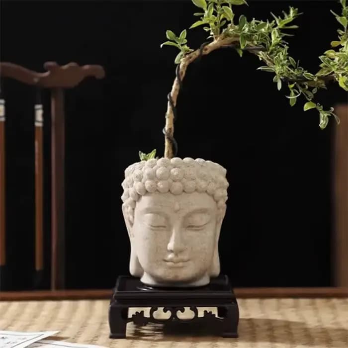 Nouveau pot de fleurs zen créatif en forme de tête de Bouddha