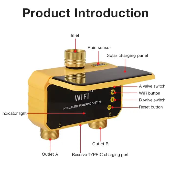 Contrôleur d'irrigation solaire WIFI intelligent avec capteur de pluie pour système d'arrosage autom
