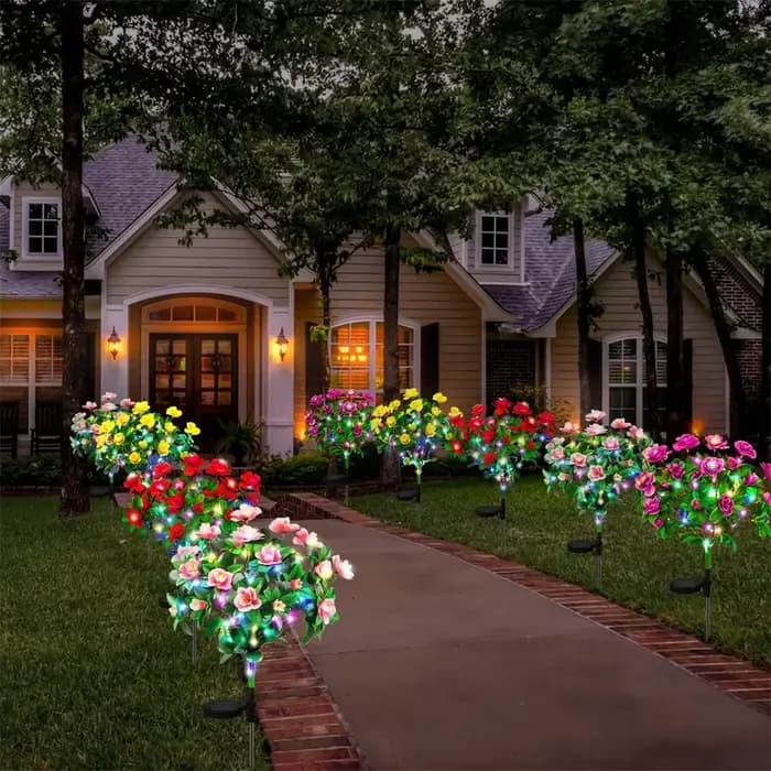 Nouveau LED étanche solaire azalée fleurs lumières paysage extérieur lumière pour pelouse Patio jardin chemin lampe d'éclairage décoratif