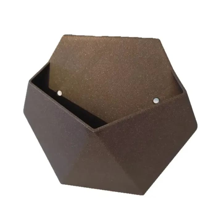 Pot de fleurs mural hexagonal avec trous de fixation