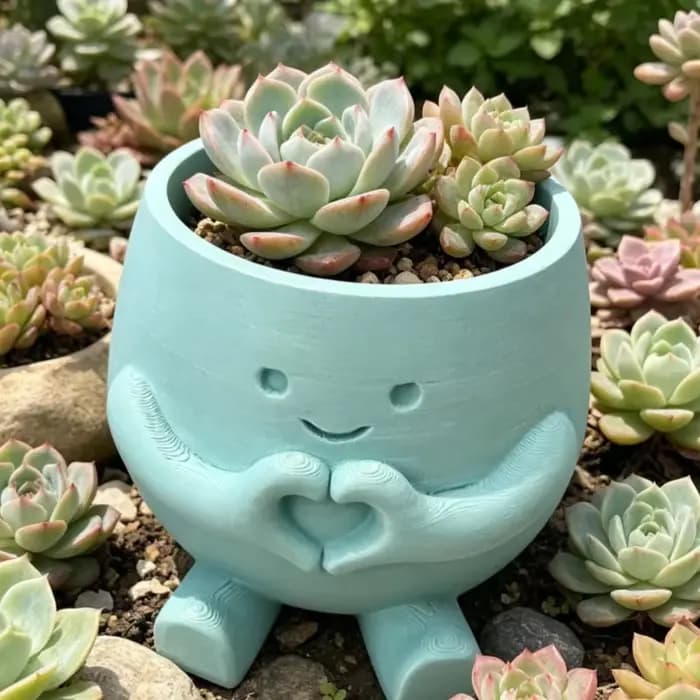 Ensemble de 3 pots de fleurs en forme de cœur imprimés en 3D, mini pots mignons pour plantes succule