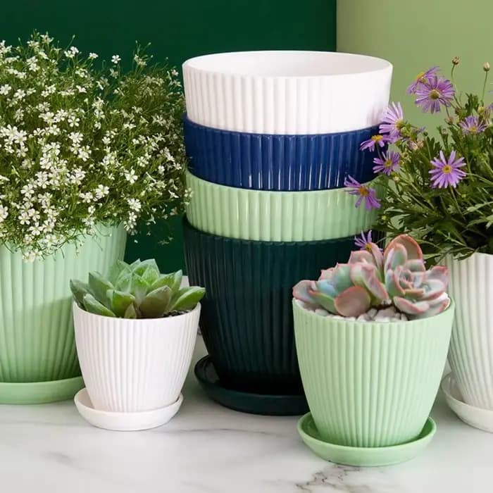 Pot de fleurs minimaliste, pot de plantes vertes, pots de fleurs avec plateaux, pots de bureau pour plantes, décoration de la maison, fournitures de jardinage
