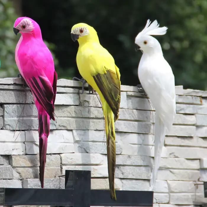 Figurine de perroquet de simulation faite à la main, ornement de pelouse créatif, plume d'oiseau ani