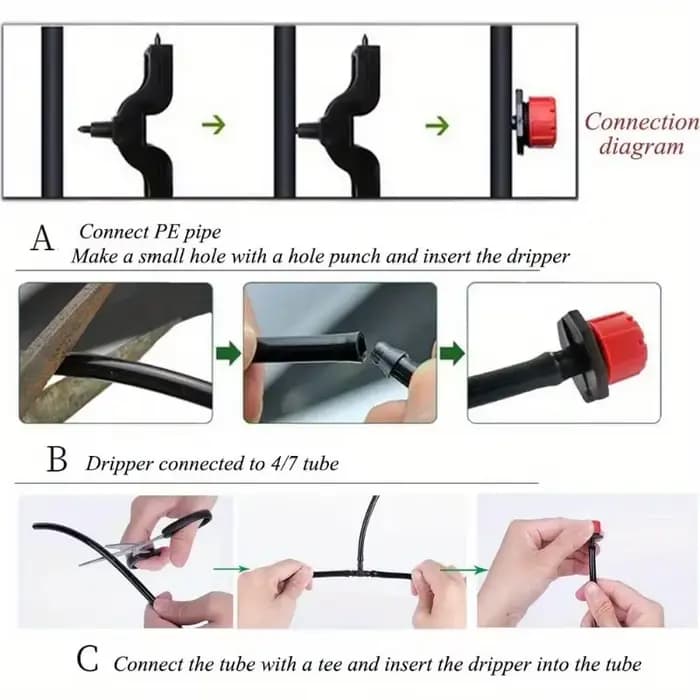 Goutteurs d'irrigation réglables pour système d'arrosage, micro goutteurs, 100 en effet, 1/4 pièces