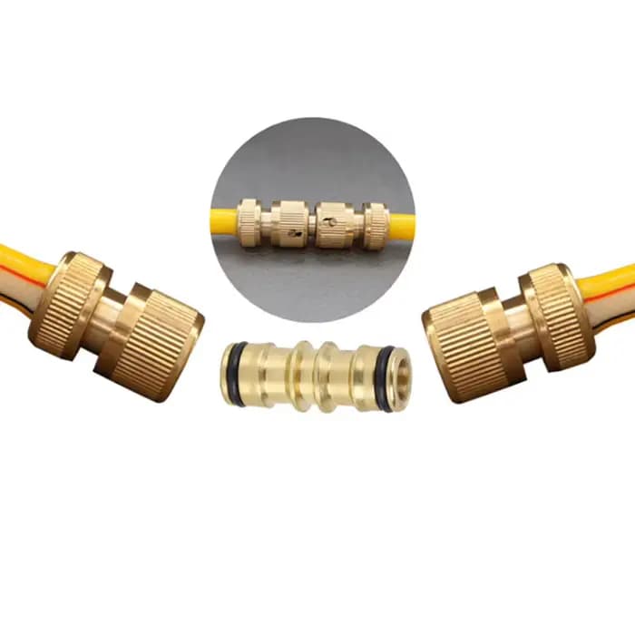 Connecteur de tuyau d'eau de jardin en laiton à 2 voies, coupleur de jonction, robinet de tuyau d'ar
