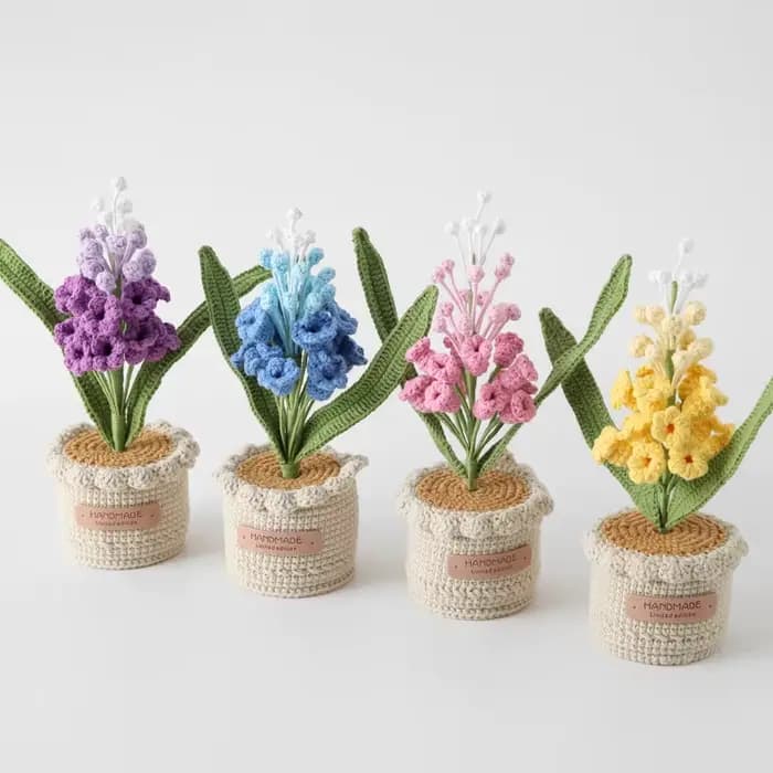 Grande plante en pot de jacinthe au Crochet faite à la main