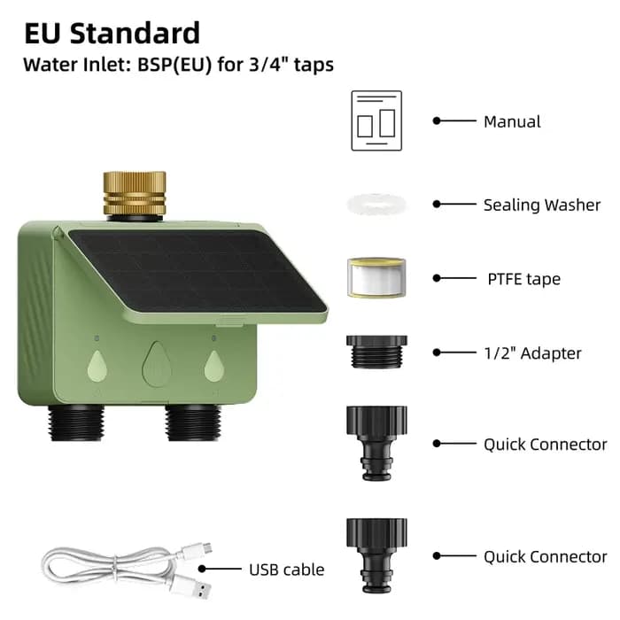 Programmateur d'arrosage intelligent Tuya WiFi 2 zones