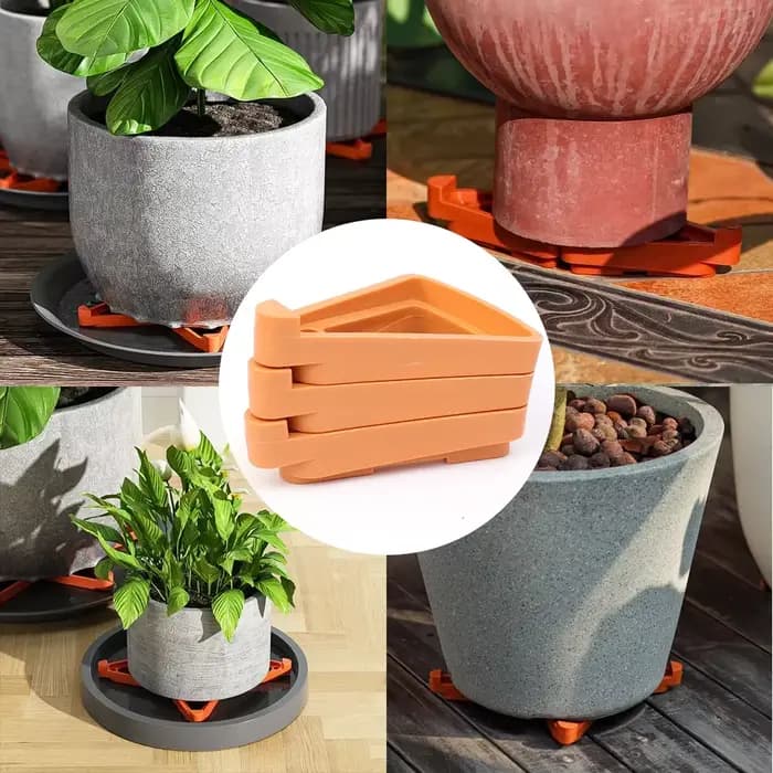 Pot de fleur surélevé, Ventilation des pieds, Base Anti-rot, coussinet de pied, plateau triangulaire respirant, outil de plantation en Pot de jardin, 10/5 pièces