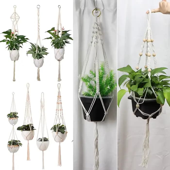 Panier suspendu pour Pot de fleurs tissé en corde de coton, pour jardin, décoration intérieure de pl