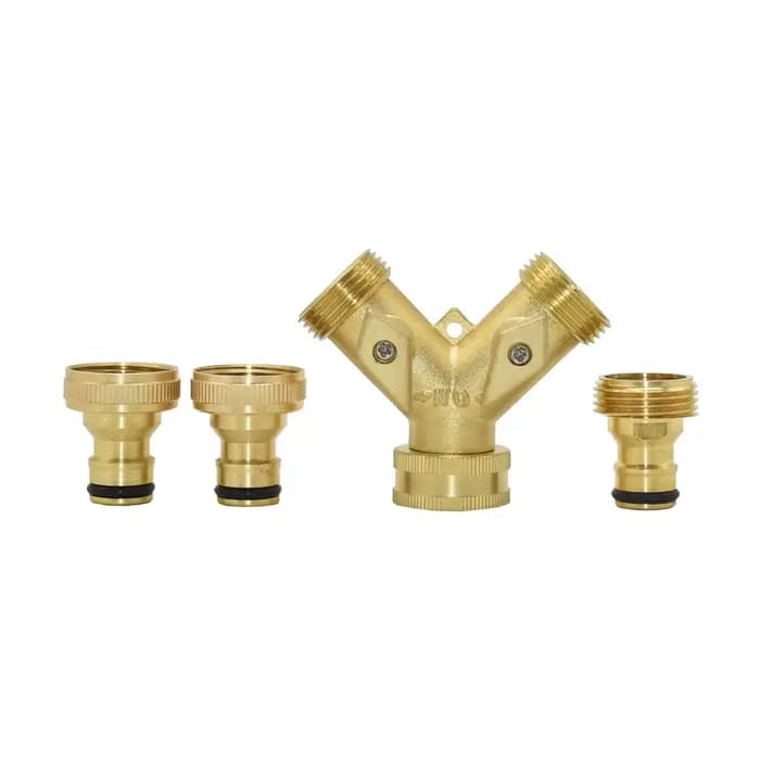 Séparateur d'eau du robinet de jardin à 2 voies en laiton, Valve d'irrigation 3/4 Y, connecteur rapi