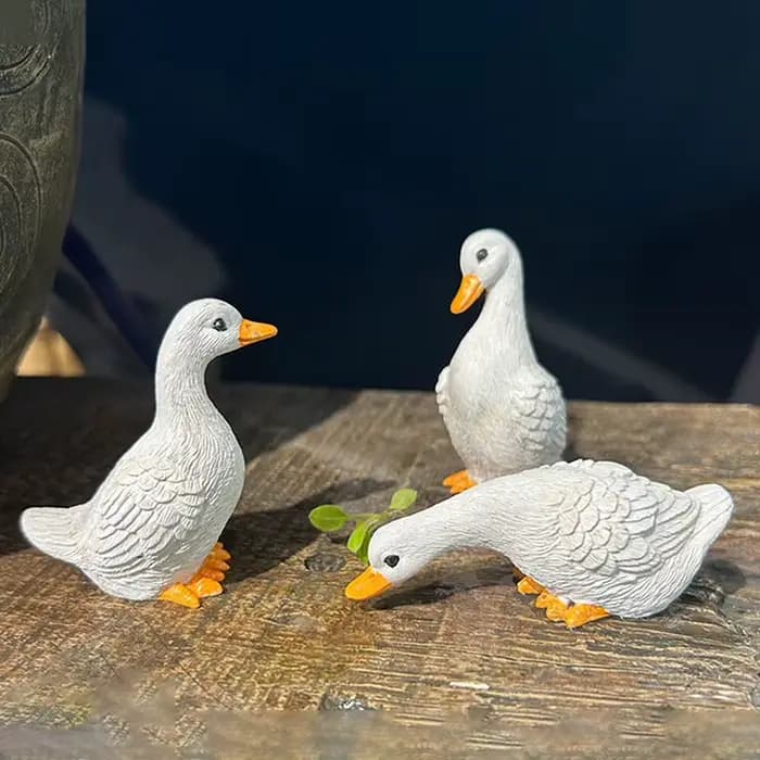 Nouveau lot de 3 pots de fleurs hydroponiques en forme de canard blanc mignon