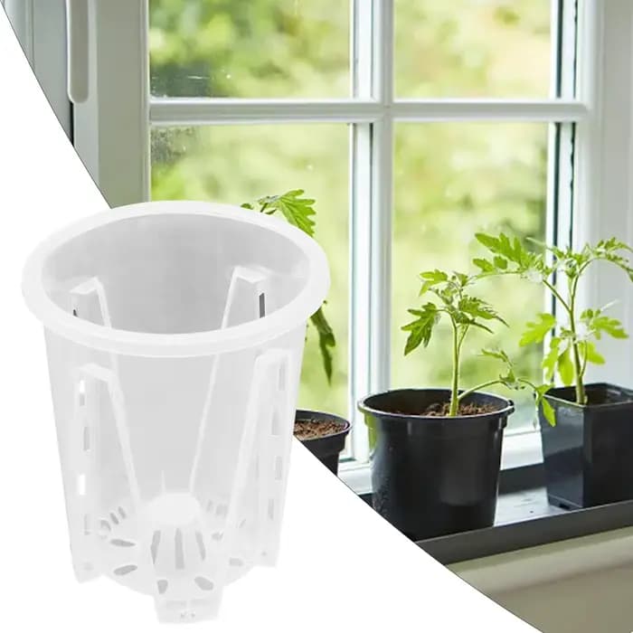 Pot de fleurs en plastique avec corps transparent et perforations de drainage pour l'entretien des o