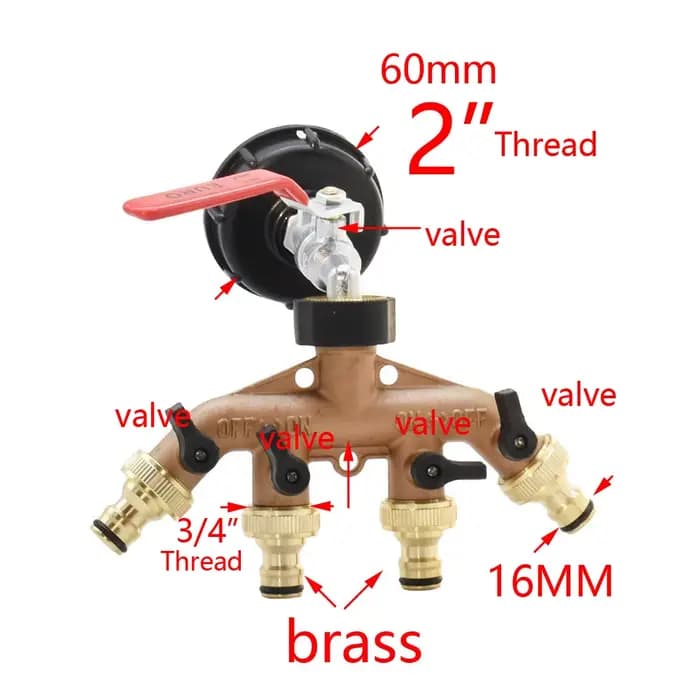 Adaptateur de robinet précieux IBC pour ferme, S60 x 6, filetage grossier à 1/2, en effet 3/4, conne