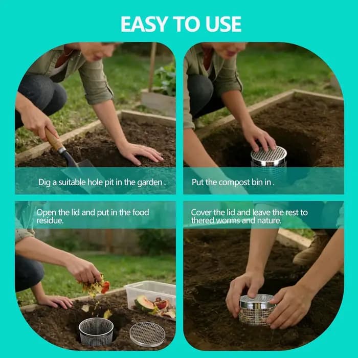 2 composteuses de jardin souterraines pour vers de terre avec gants pour recycler les déchets alimen