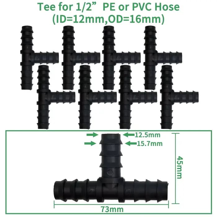 Kit de raccords d'irrigation goutte à goutte 1/2 ", 34 pièces, bouchon coudé en T droit pour tube de