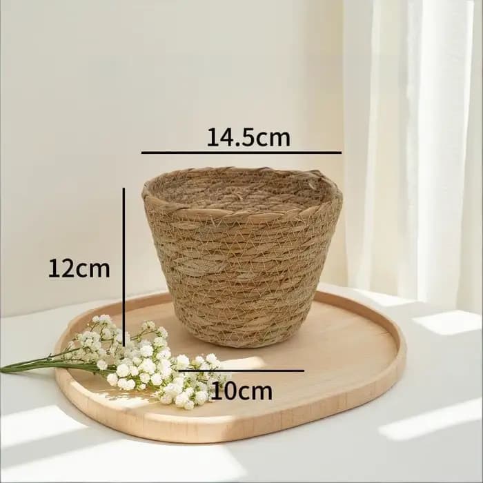 ♩ Pots à plantes en jonc de mer tressé à la main, paniers à fleurs naturels, pots de fleurs pour la
