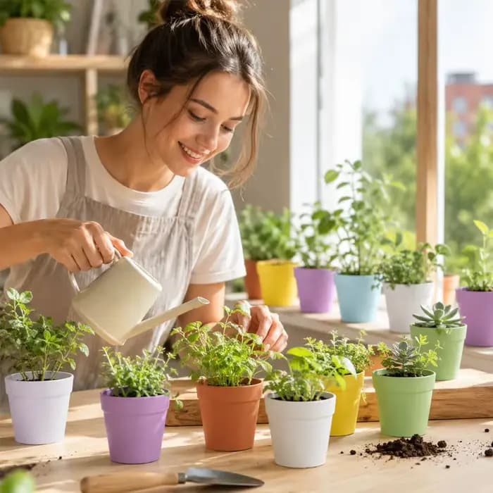 10 pots de fleurs miniatures ronds en plastique pour plantes succulentes
