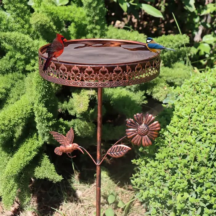 Bol de bain d'oiseau/alimentation autoportant vintage, adapté au jardin, au patio et à la décoration
