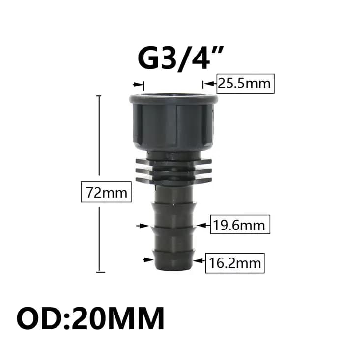 Connecteur de tuyau d'arrosage PE, 5 pièces, 16/20/25/32mm, filetage 1/2 3/4 1 ", coupleur coudé dro