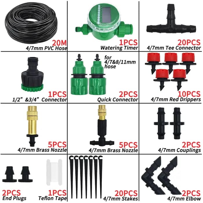 Kit de système d'arrosage automatique pour Micro Irrigation goutte-à-goutte de jardin