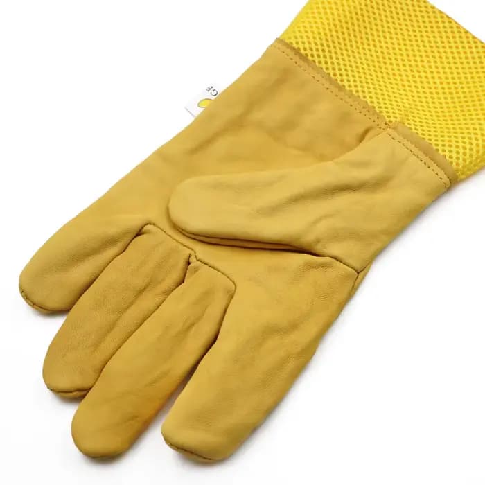 Gants pour apiculture, manches de protection en maille courte jaune, cuir et tissu respirants, gants