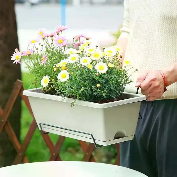 Pot de fleurs auto-absorbant pour culture de légumes d'intérieur avec trou de drainage et corde absorbante
