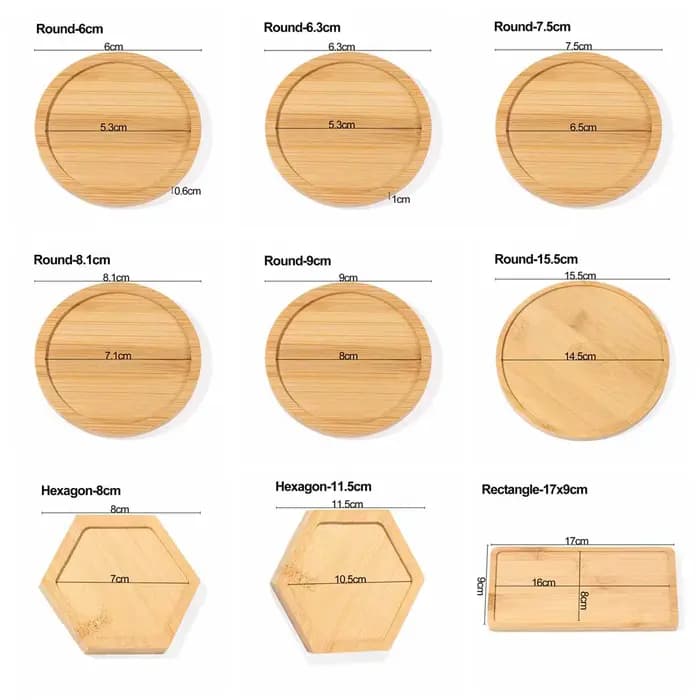 Pot de Fleurs Simple en Bois de Bambou, Rond, Carré, Hexagone, Rectangle, user inières de Base, Support pour Succulentes, Support pour Bonsaï, Décoration de Maison