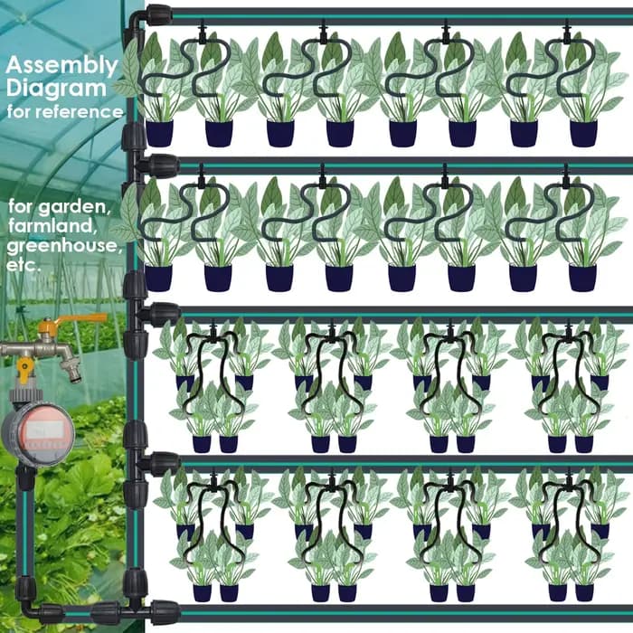 Système d'arrosage goutte à goutte pour serre, 4 voies, flèche d'irrigation 3/5mm, émetteur 2 voies