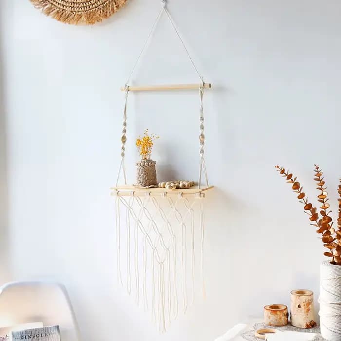 Étagères suspendues pour salle murale, décoration de maison, étagère en macramé, étagère flottante suspendue pour chambre à coucher, salon, cadeau de salle de bain
