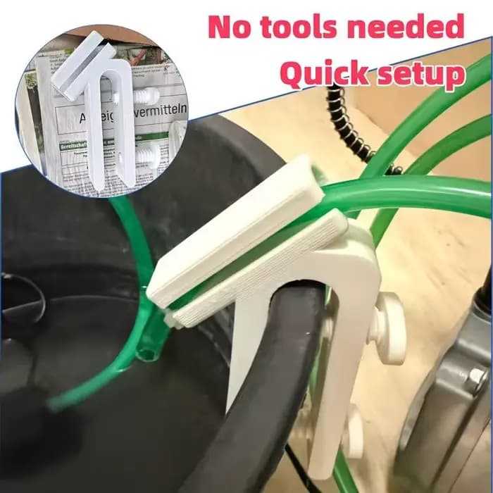 Support de tuyau d'arrosage avec clip de fixation efficace pour un rangement sécurisé du tuyau sur le rebord du seau en jardinage domestique