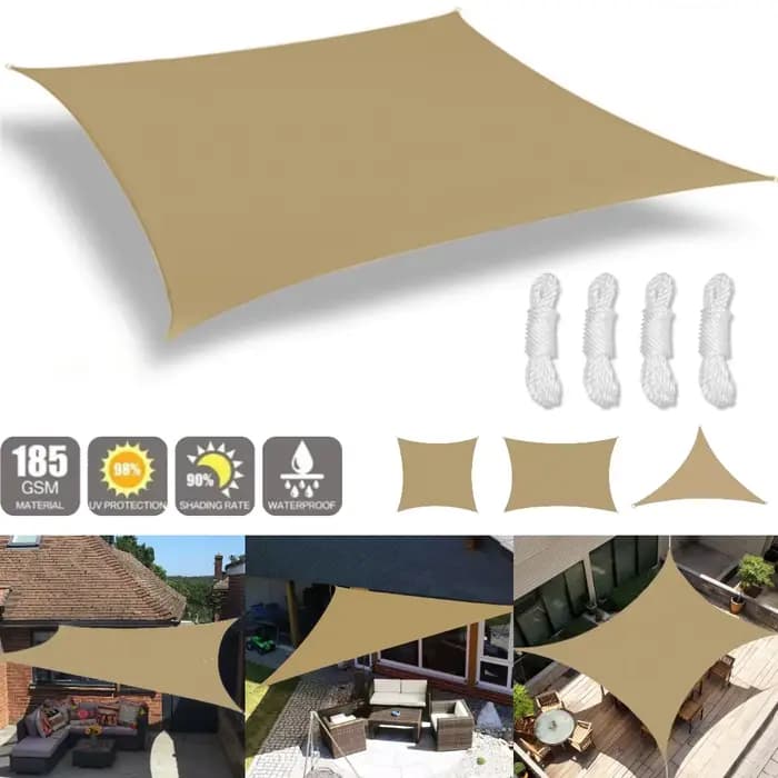 Voile d'ombrage anti-UV pour pergola, jardin, patio, auvent, bâche de jardin – Formes rectangulaire,