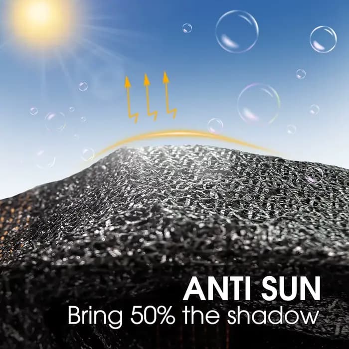 Grille d'ombrage noire avec œillets, bâche en maille, protection solaire de jardin, anti-UV, HDPE 50