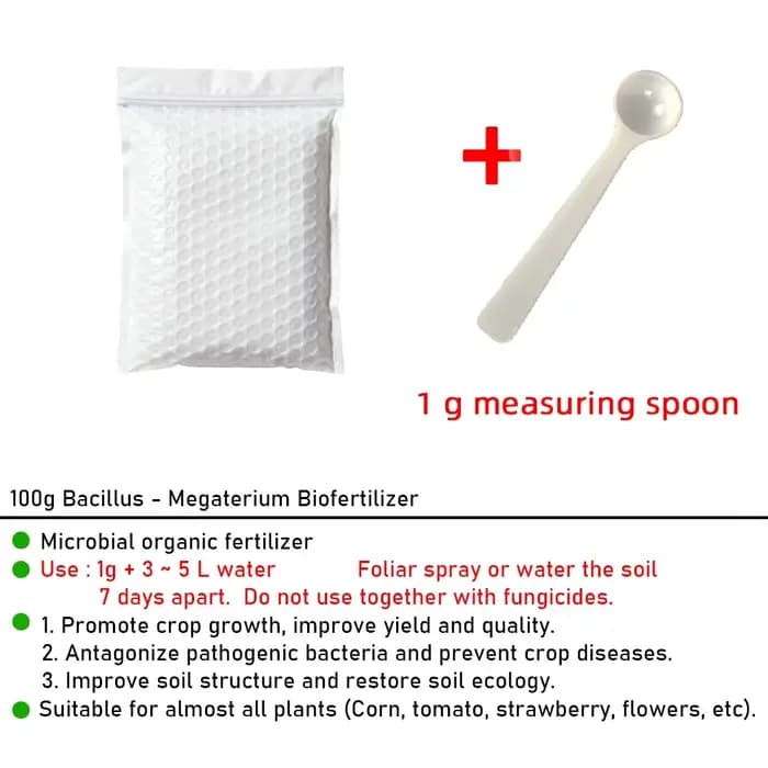 Engrais Microbien Agricole 100g Bacillus Subtilis 100 Milliards de UFC – Stimule l'Activité du Sol et Favorise des
