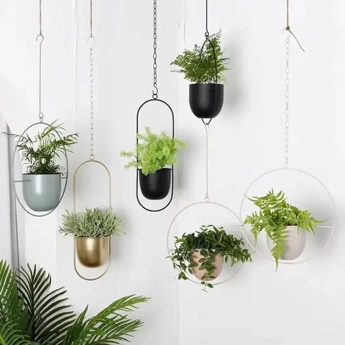 Pot de plantes en fer moderne, seau suspendu avec crochet, Pot de fleur suspendu, panier suspendu, d