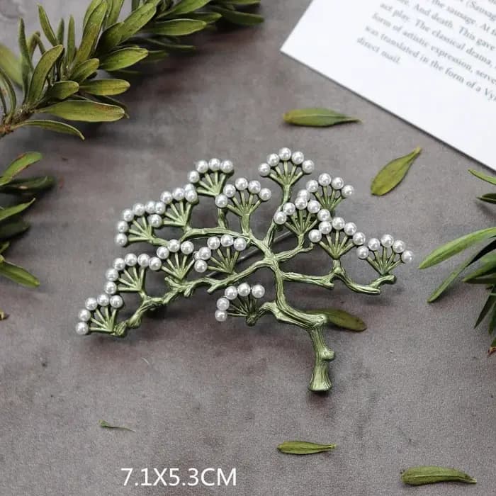 Broche plante verte exquise faite à la main, créative, Corsage pour femme, broches rétro en perles, accessoires pour manteau, bijoux