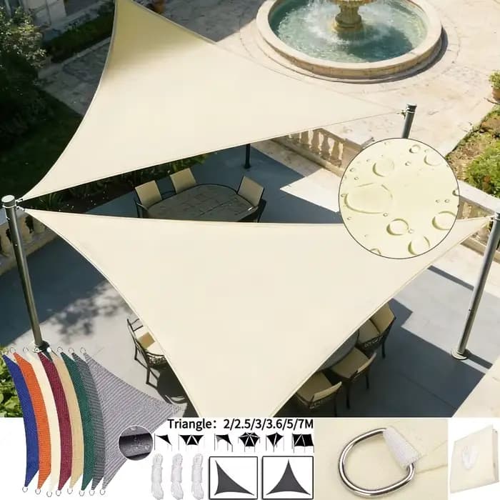 Voile d'ombrage triangulaire imperméable 2/3/3,6/5/7M, auvent de patio, abri solaire pour jardin ext