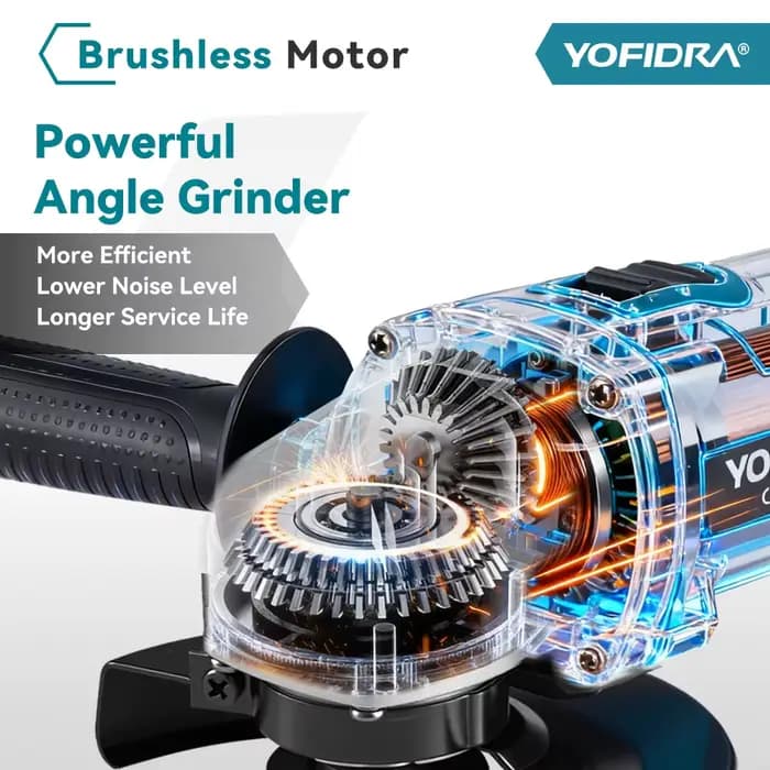 YOFIDRA 125mm meuleuse d'angle sans brosse 4 vitesses rectifieuse sans fil coupe travail du bois pou