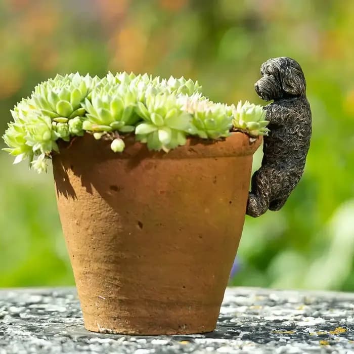 Paysage de chien plantes en pot pendentif jardin extérieur résine artisanat